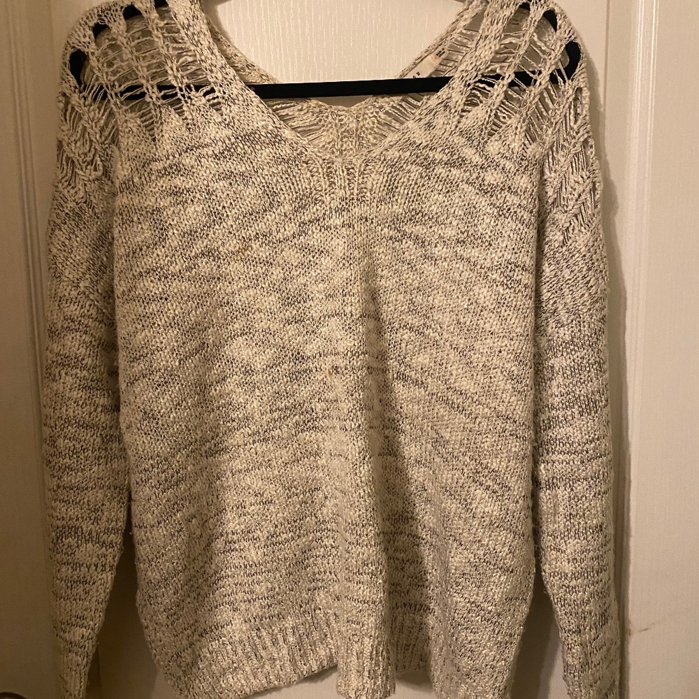 Grey distressed sweater